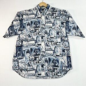 Rugger by Gant Salty Dog men’s blue/white button up shirt size medium men’s.